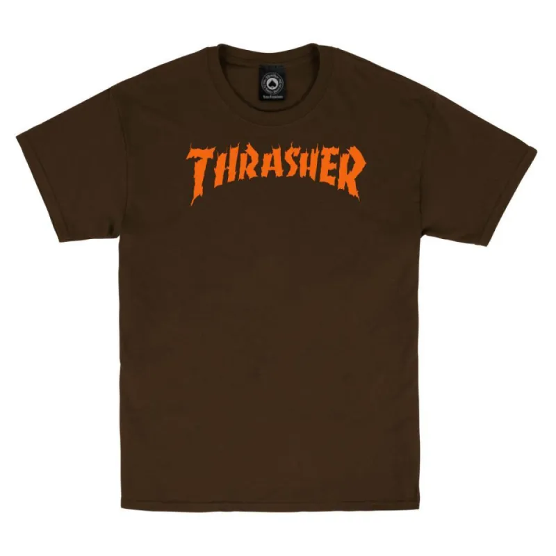 Thrasher Burn it Down T-Shirt - Dark Chocolate sold by Source Skate Co.