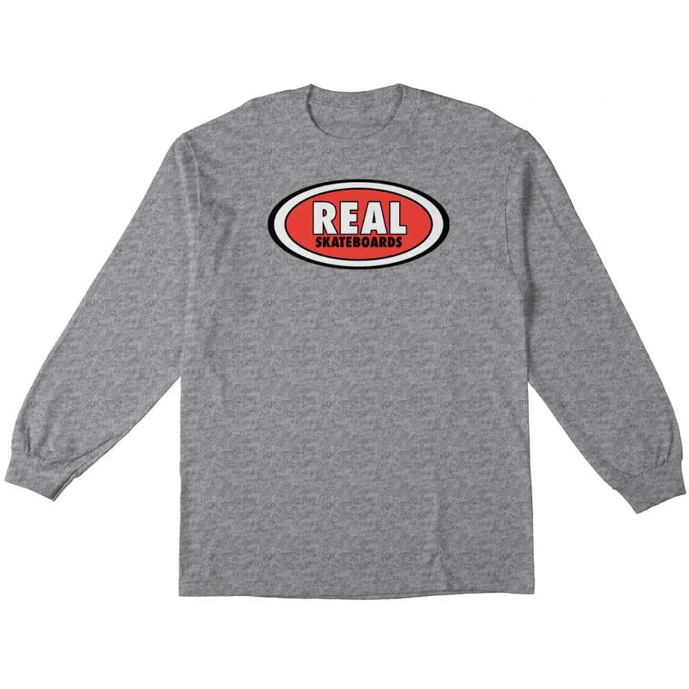 Real Oval L/S T Shirt - Athletic Heather/Red Pink sold by Source Skate Co.
