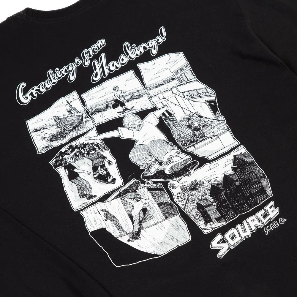 Source Skate Co. 'Greetings from Hastings' L/S T-Shirt - Black sold by Source Skate Co. product image thumbnail 3