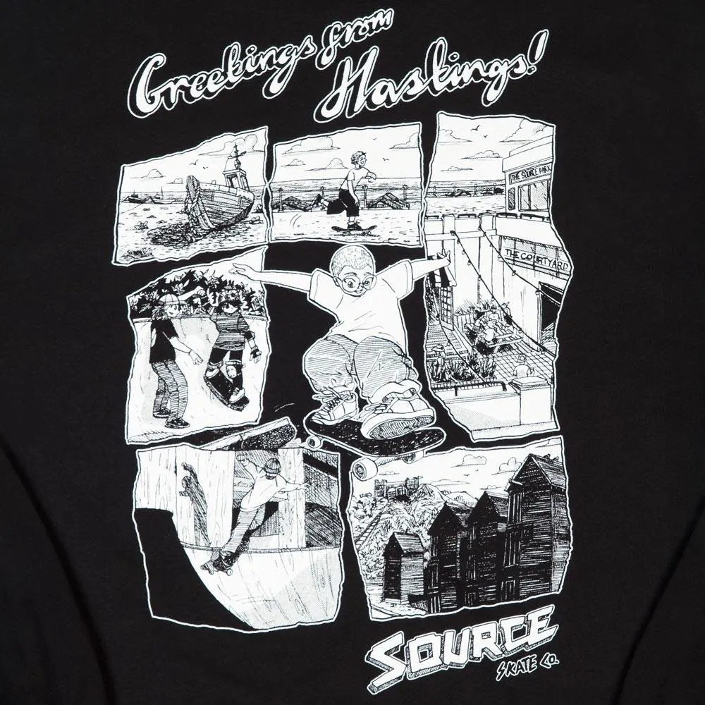 Source Skate Co. 'Greetings from Hastings' L/S T-Shirt - Black sold by Source Skate Co. product image thumbnail 4