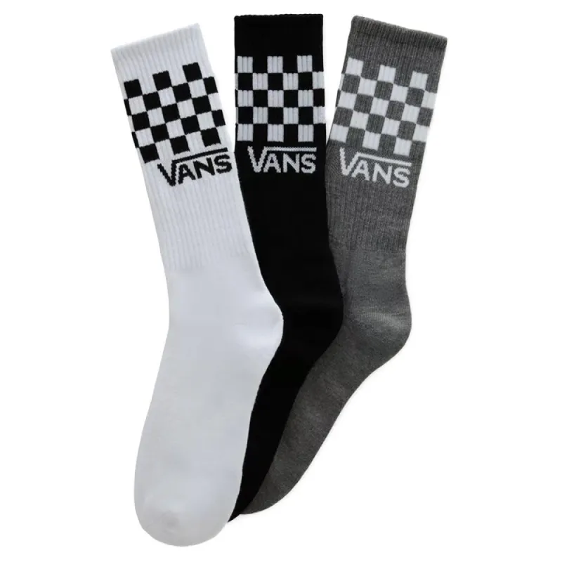 Vans Classic Check Crew Socks 3-Pack - Black/White sold by Source Skate Co.