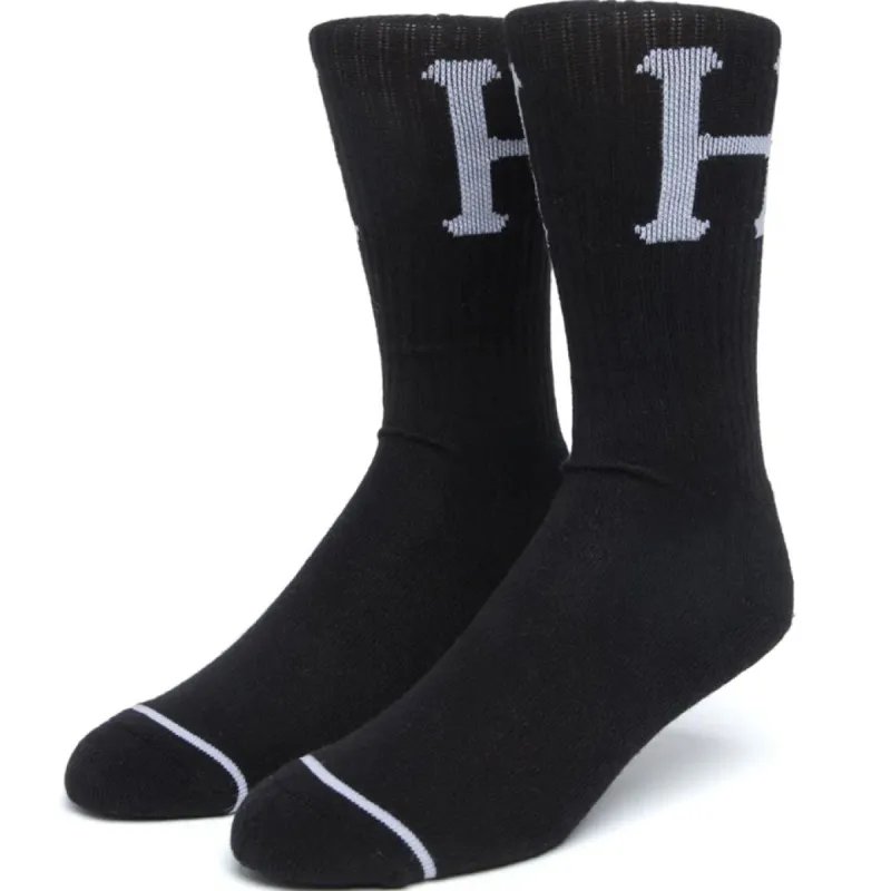 Huf Classic H Crew Sock - Black sold by Source Skate Co.