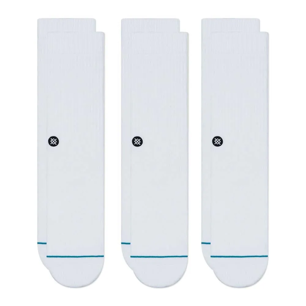 Stance Icon Socks 3 Pack - White/ Large sold by Source Skate Co.