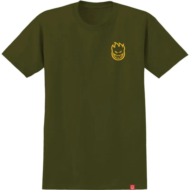 Spitfire Classic Vortex T-Shirt - Military Green/Yellow sold by Source Skate Co.