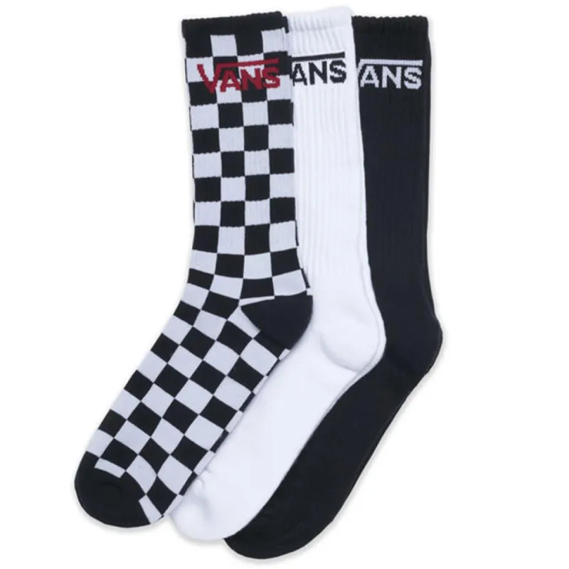 Vans Classic Crew Socks 3 Pack - Assorted Black Checkerboard sold by Source Skate Co.