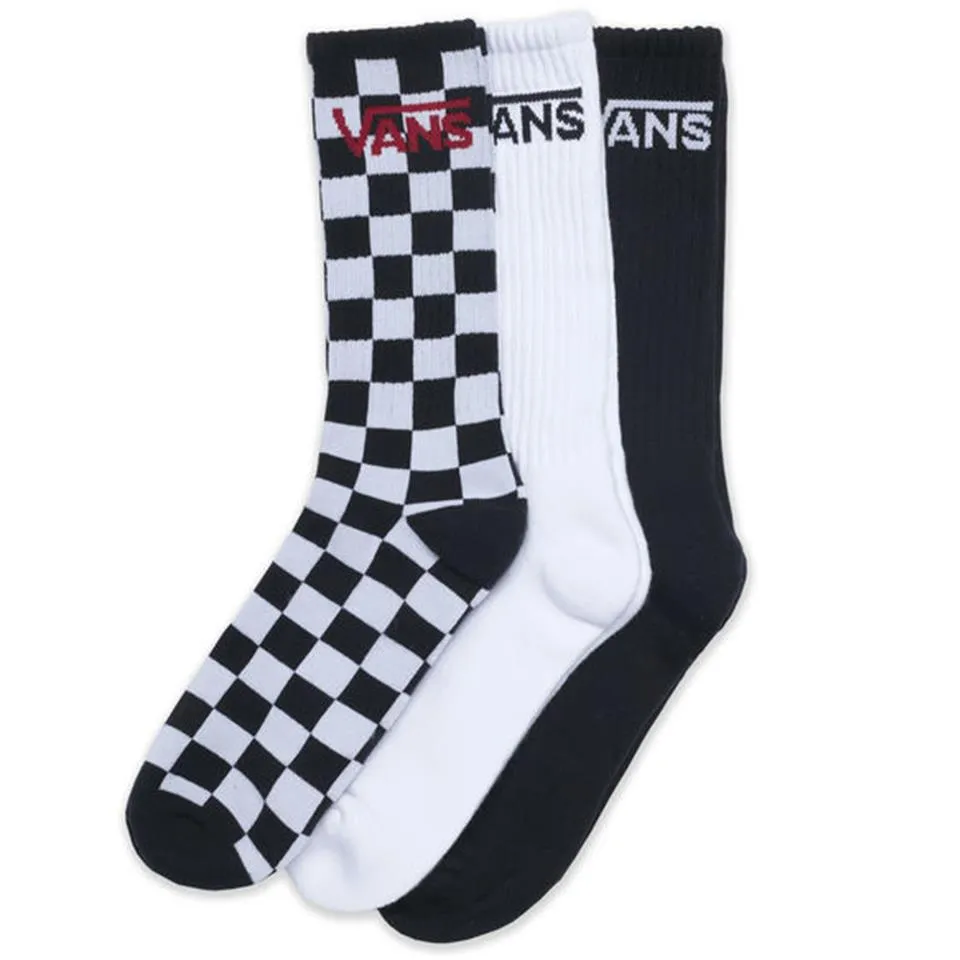Vans Classic Crew Socks 3 Pack - Assorted Black Checkerboard sold by Source Skate Co.