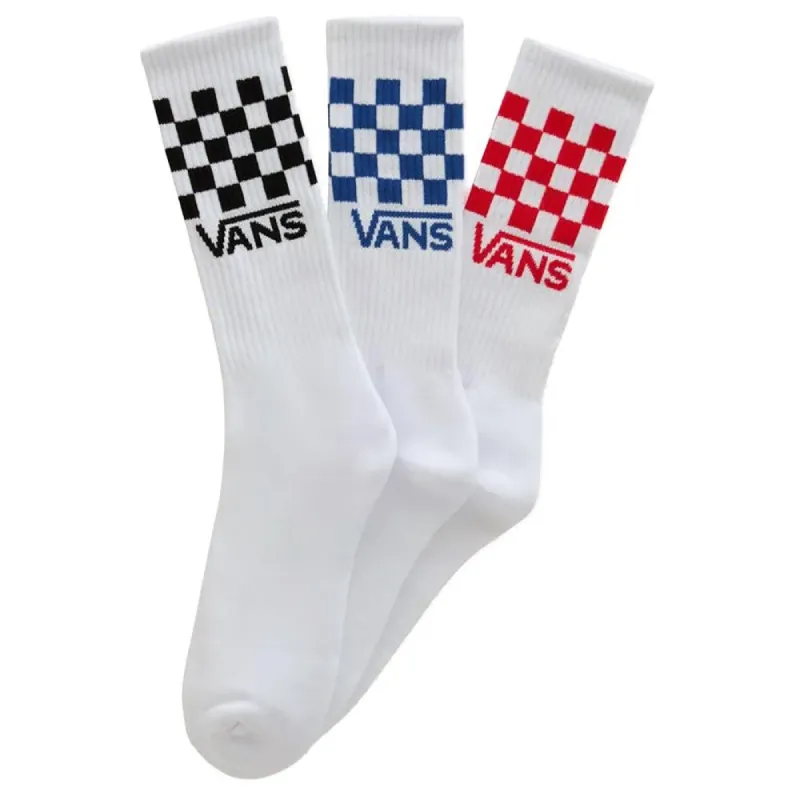 Vans Classic Check Crew Socks 3-Pack - White sold by Source Skate Co.