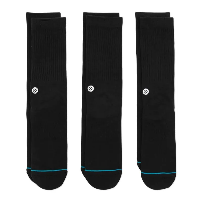 Stance Icon Socks 3 Pack - Black/ Large sold by Source Skate Co.