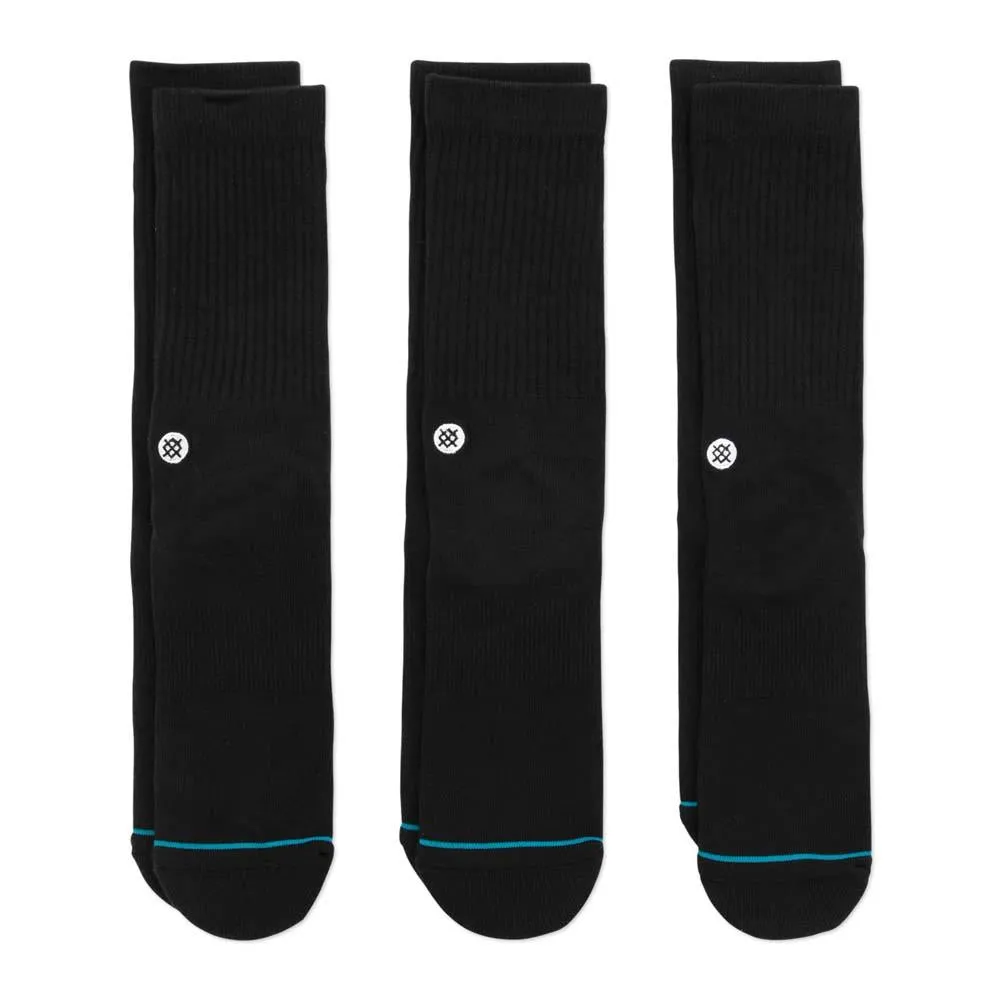 Stance Icon Socks 3 Pack - Black/ Large sold by Source Skate Co.