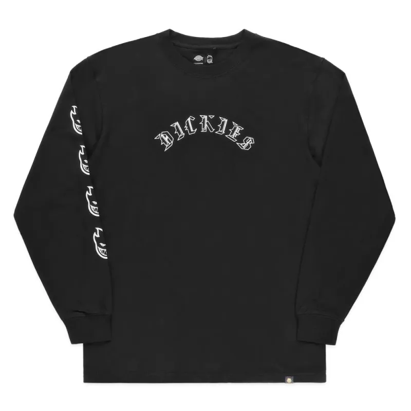 Dickies x Spitfire Long Sleeve T-shirt - Black sold by Source Skate Co.