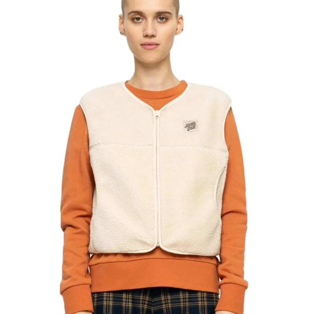 Santa Cruz Womens Opus Dot Teddy Vest Jacket - Off White sold by Source Skate Co.