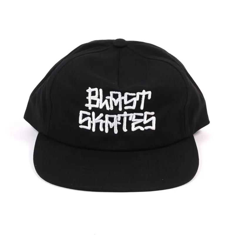 Blast Five Panel Tag Black Cap made by Source Skate Co.