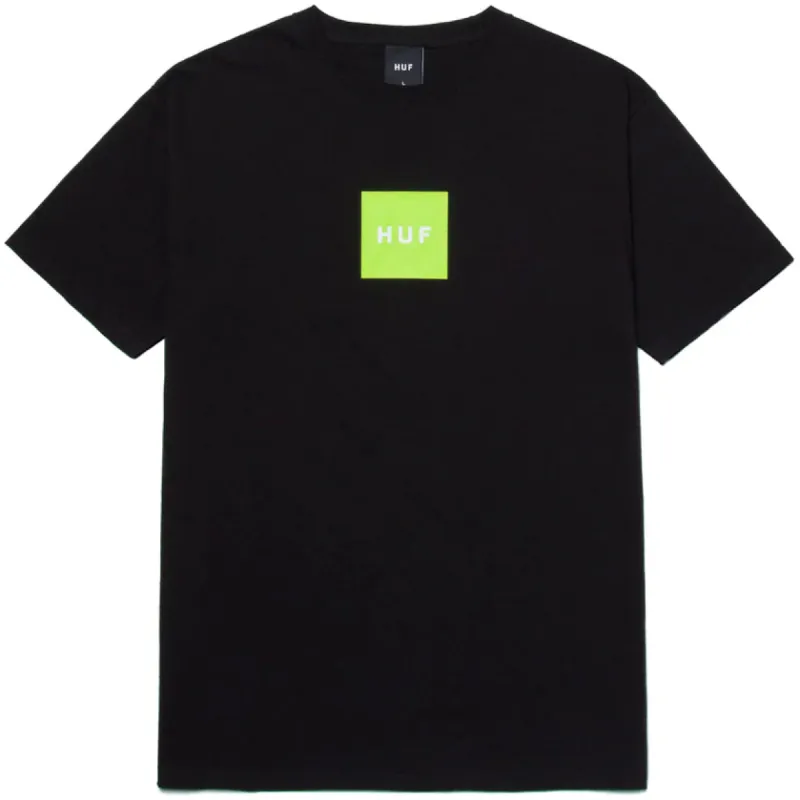 Huf Essentials Box Logo T-Shirt - Black sold by Source Skate Co.