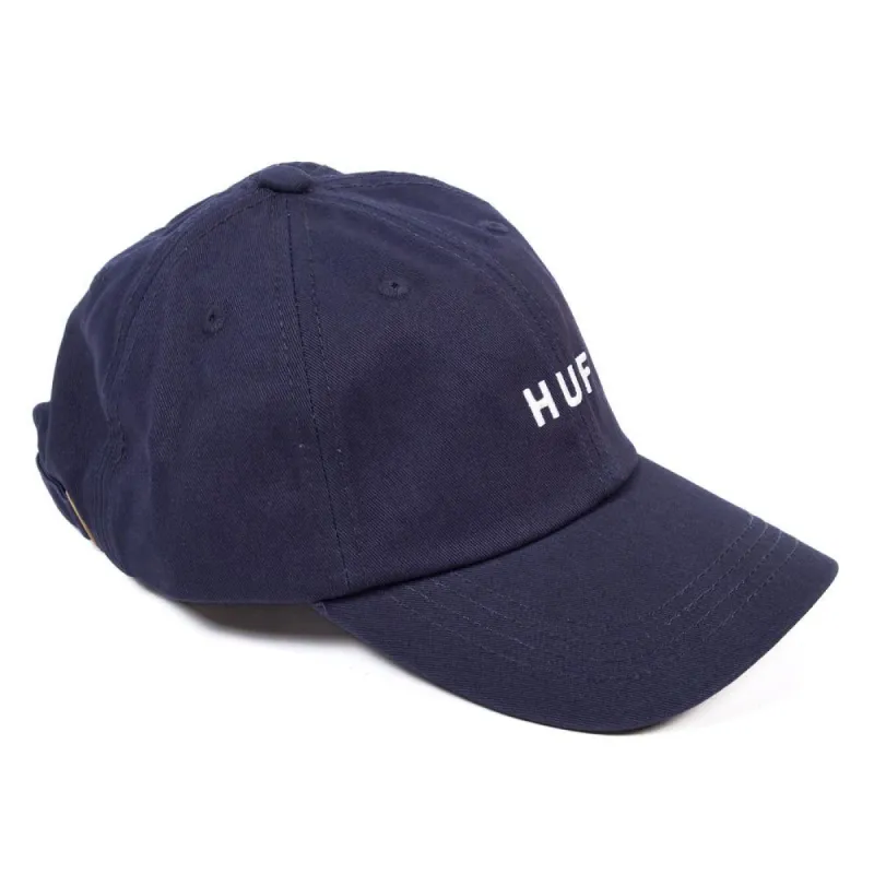 Huf Essentials OG Logo Curved 6 Panel - Navy sold by Source Skate Co.