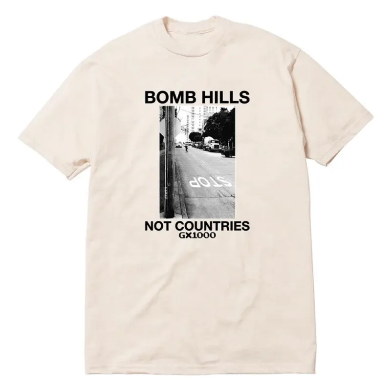 GX1000 Bomb Hills Not Countries T-shirt - Cream/Black made by Source Skate Co.