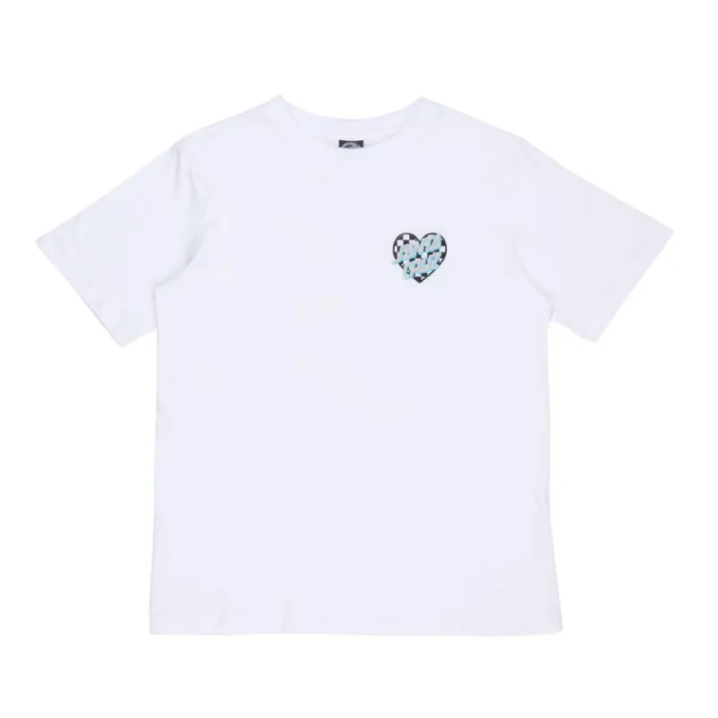 Santa Cruz Womens Heart Dot Check T-Shirt - White sold by Source Skate Co.