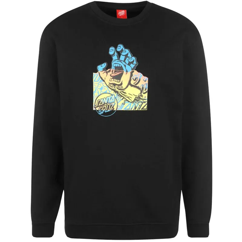 Santa Cruz Crew Screaming Hand Divide Front Sweater - Black sold by Source Skate Co.