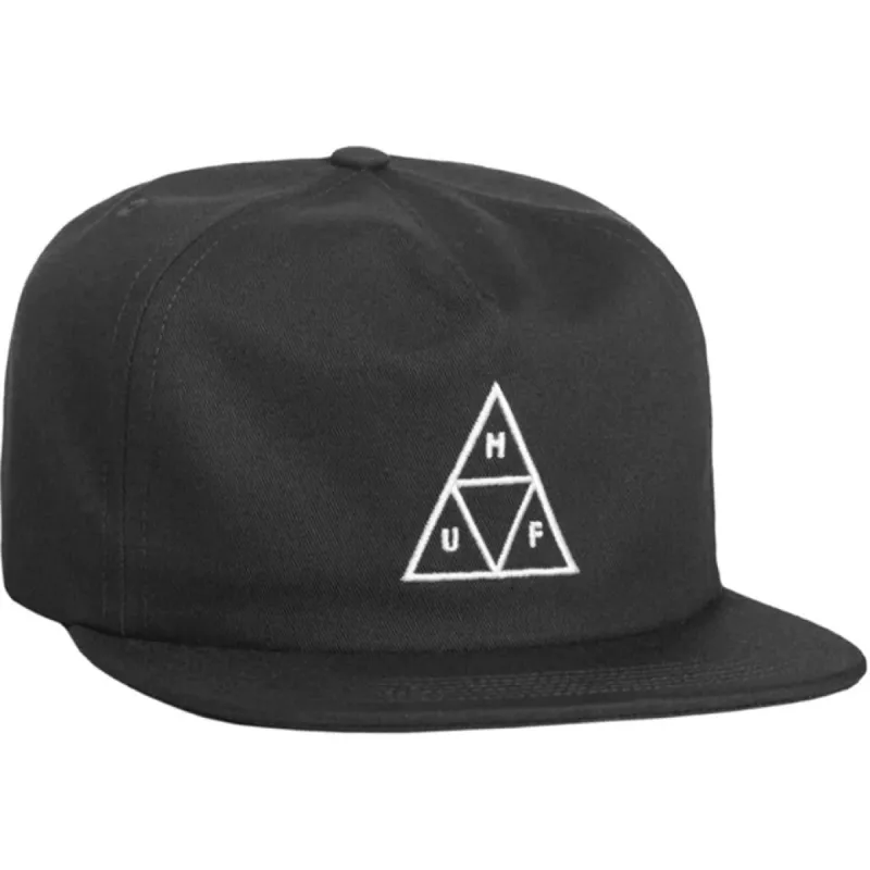 Huf Ess. Unstructured Triple Triangle Snapback - Black sold by Source Skate Co.