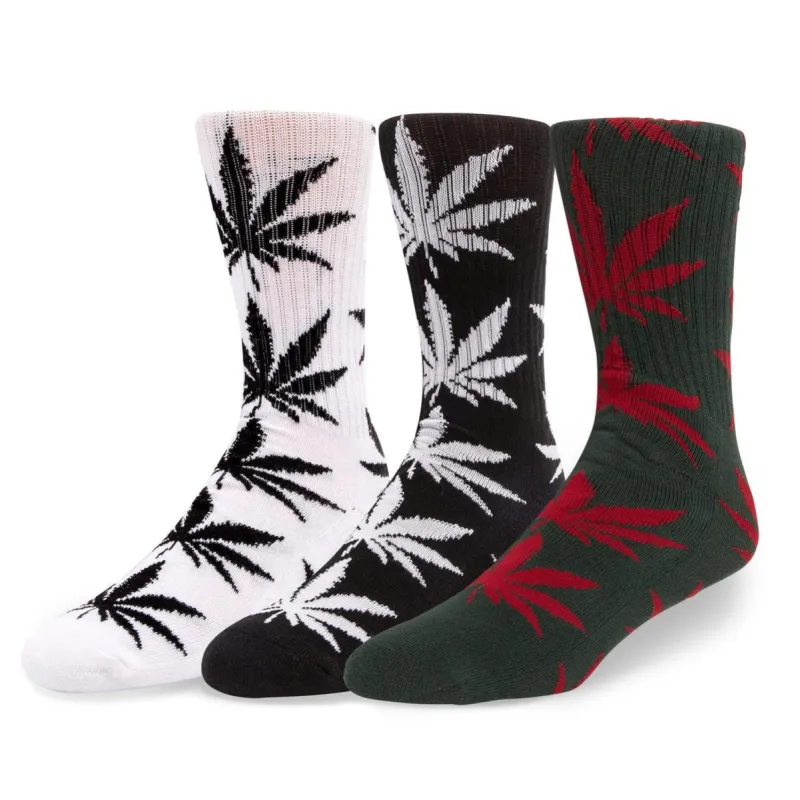 Huf Essentials Plantlife Sock 3-Pk - Black/White/Red sold by Source Skate Co.