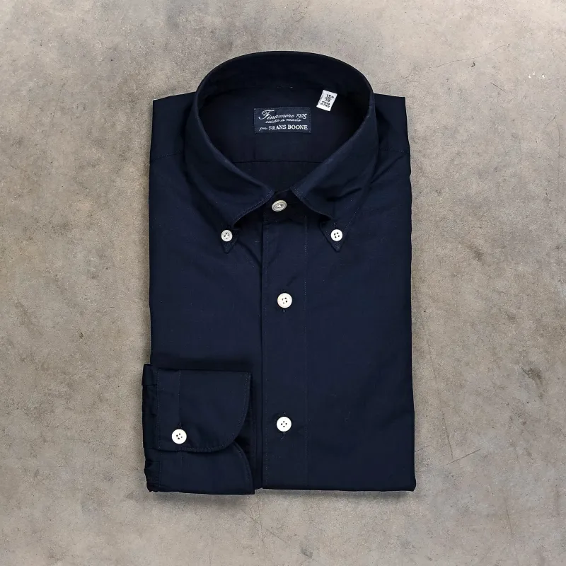 Finamore Tokyo Shirt Lucio Collar Alumo Poplin Navy made by Finamore