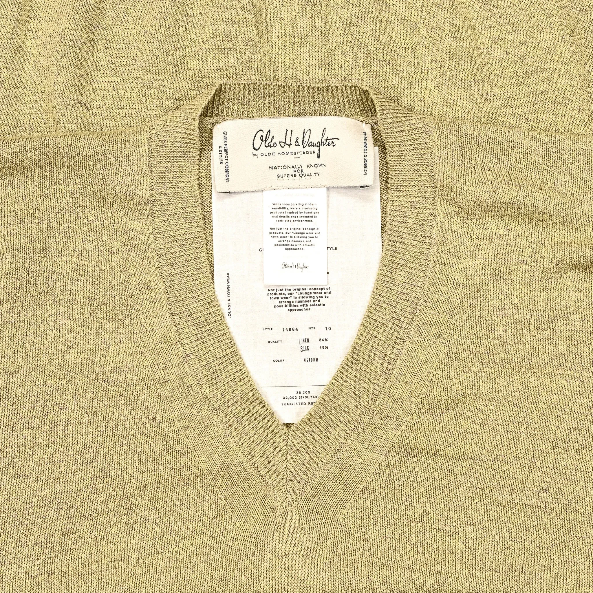 Olde H & Daughter Linen Silk Plain Stitch V-Neck Meadow sold by Frans Boone product image thumbnail 2