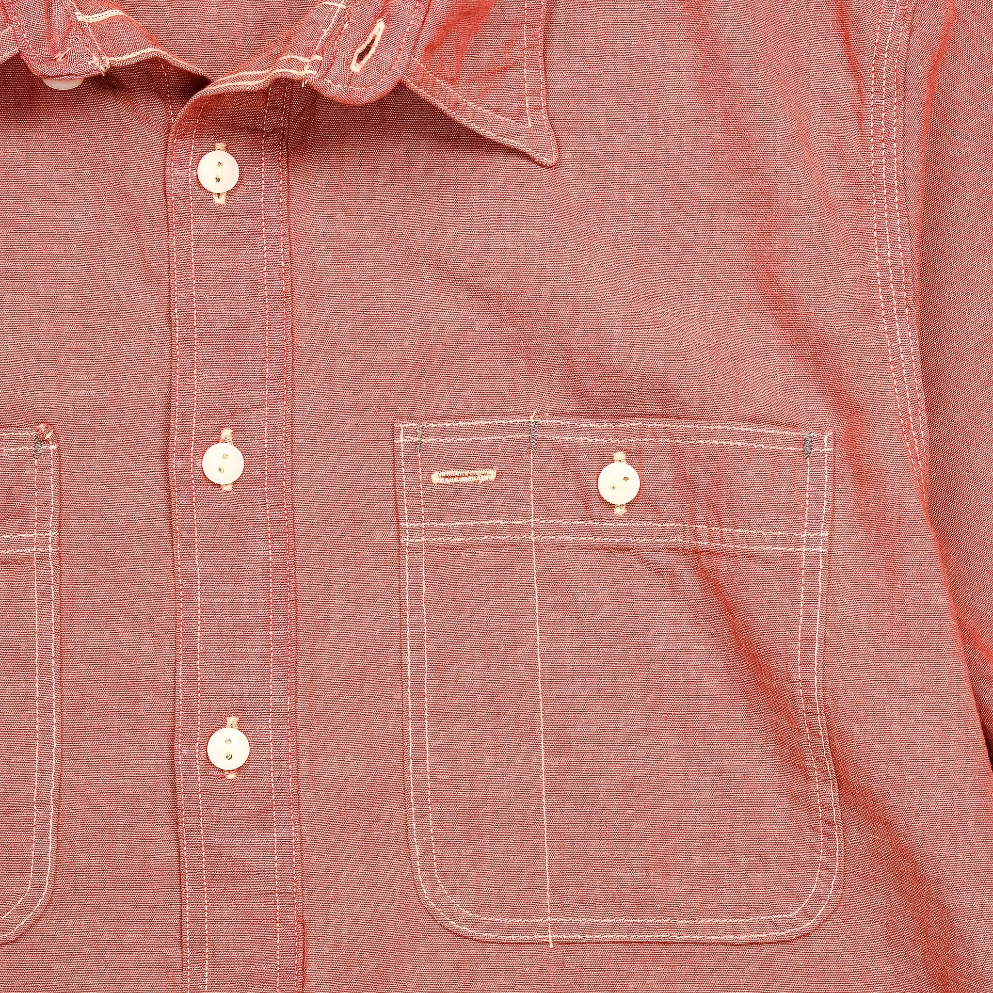 RRL Craftsman Shortsleeve Chambray Workshirt Red sold by Frans Boone product image thumbnail 5