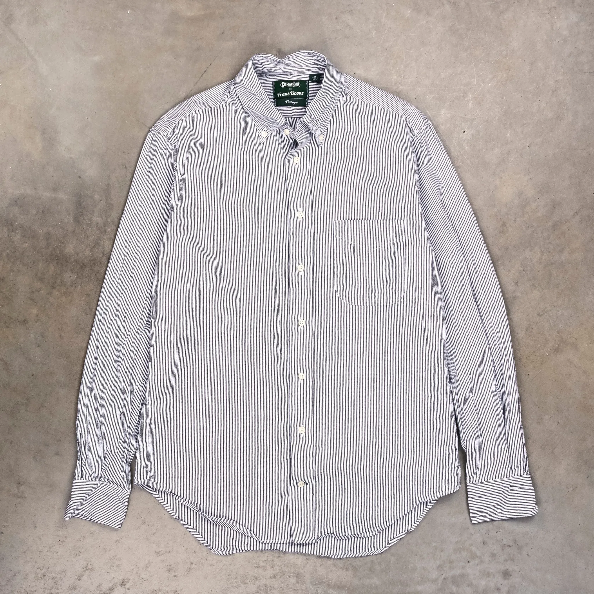 Gitman Vintage x Frans Boone Japanese Woven Stripe Seersucker Navy sold by Frans Boone product image thumbnail 2
