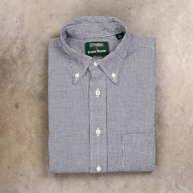 Gitman Vintage x Frans Boone Japanese Woven Vichy Seersucker Navy made by Gitman Brothers