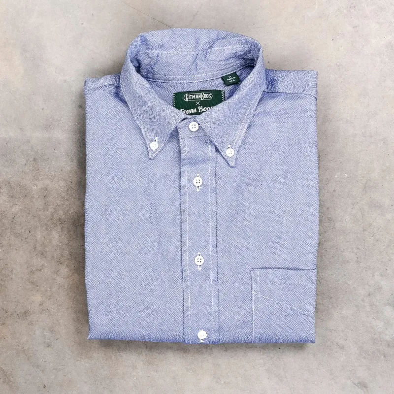 Gitman Vintage x Frans Boone 40/1 Irregular Yarn Oxford Dark Blue made by Gitman Brothers