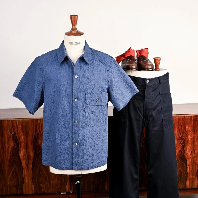 The Corona Utility Field Shirt S/S Seersucker Blue made by The Corona Utility