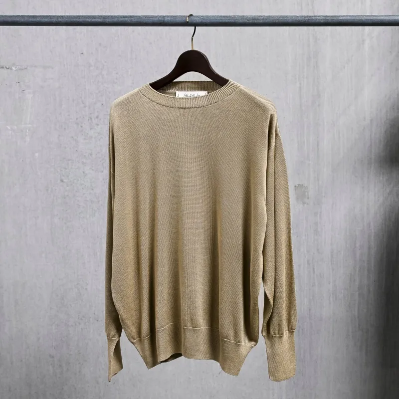 Olde H & Daughter Silk Plain Stitch Crew Neck Sweater Ginger Ale made by Frans Boone