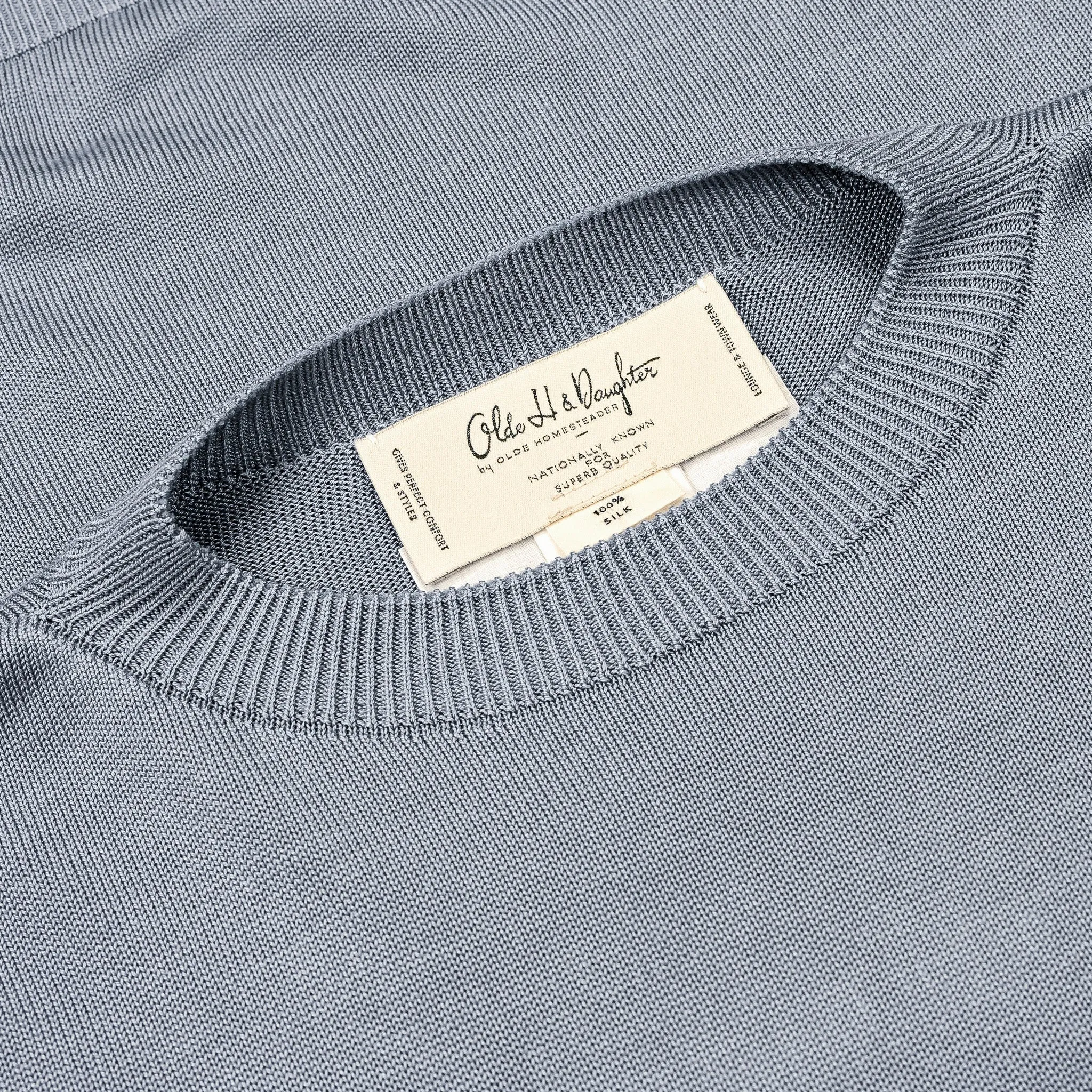 Olde H & Daughter Silk Plain Stitch Crew Neck Sweater Blue Stone sold by Frans Boone product image thumbnail 4