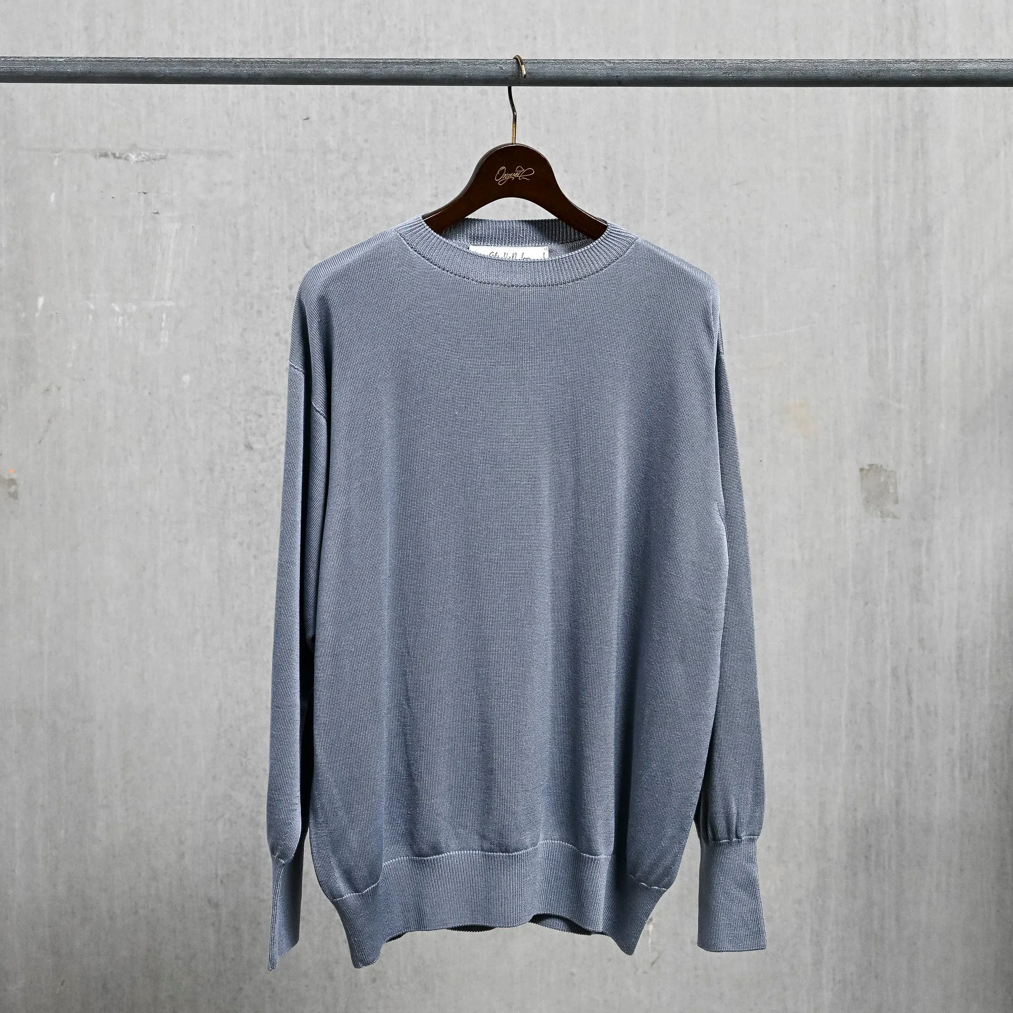 Olde H & Daughter Silk Plain Stitch Crew Neck Sweater Blue Stone sold by Frans Boone