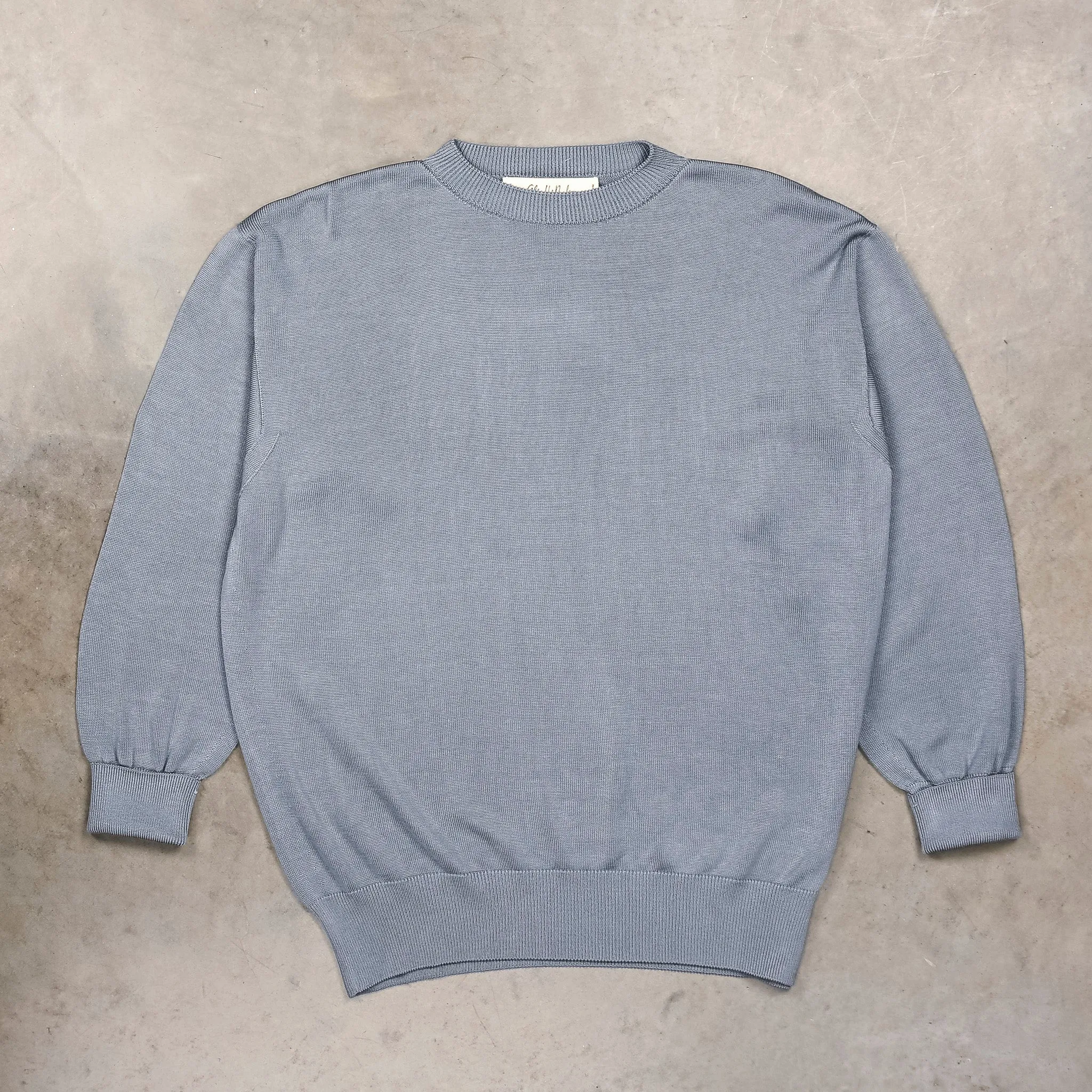 Olde H & Daughter Silk Plain Stitch Crew Neck Sweater Blue Stone sold by Frans Boone product image thumbnail 2