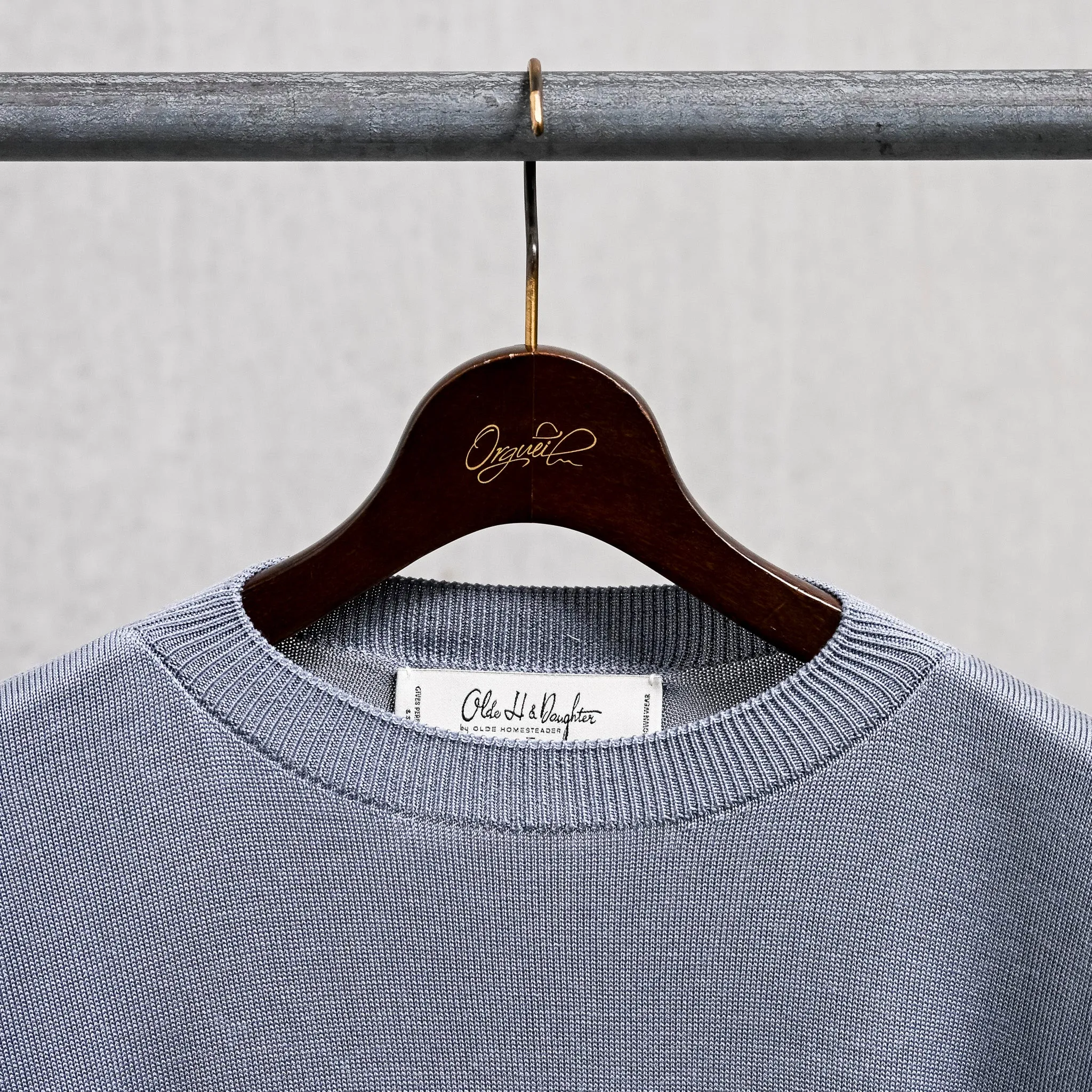 Olde H & Daughter Silk Plain Stitch Crew Neck Sweater Blue Stone sold by Frans Boone product image thumbnail 3