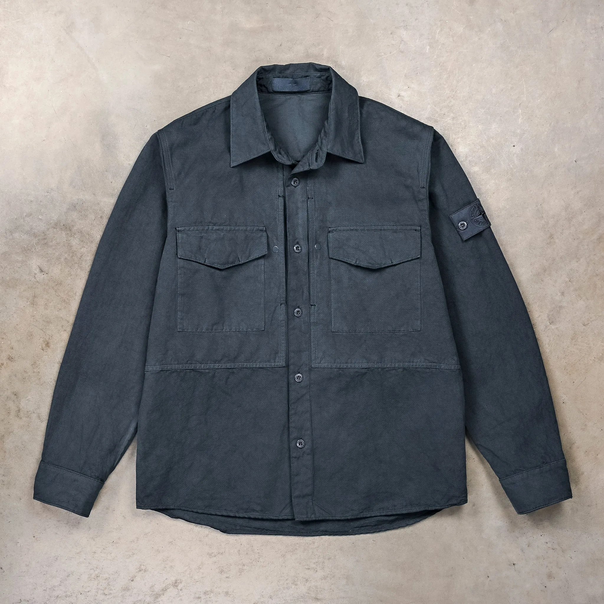 Stone Island Ghost Cotton Linen Canvas Overshirt Slate Blue sold by Frans Boone product image thumbnail 2