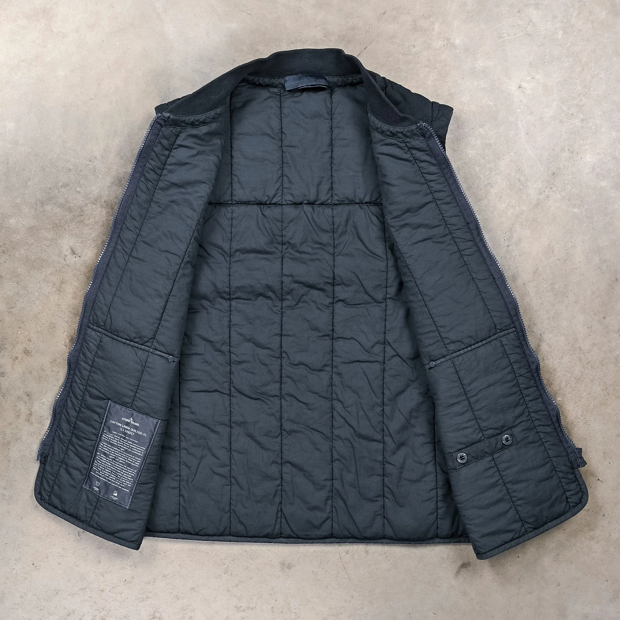 Stone Island Ghost Cotton Linen Canvas Quilted-TC Vest Slate Blue sold by Frans Boone product image thumbnail 5