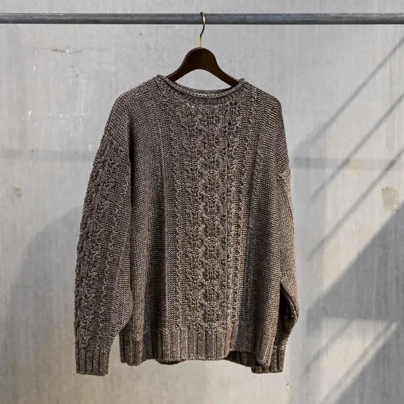 Olde H & Daughter Silk-Linen Cable Knit Espresso made by Frans Boone