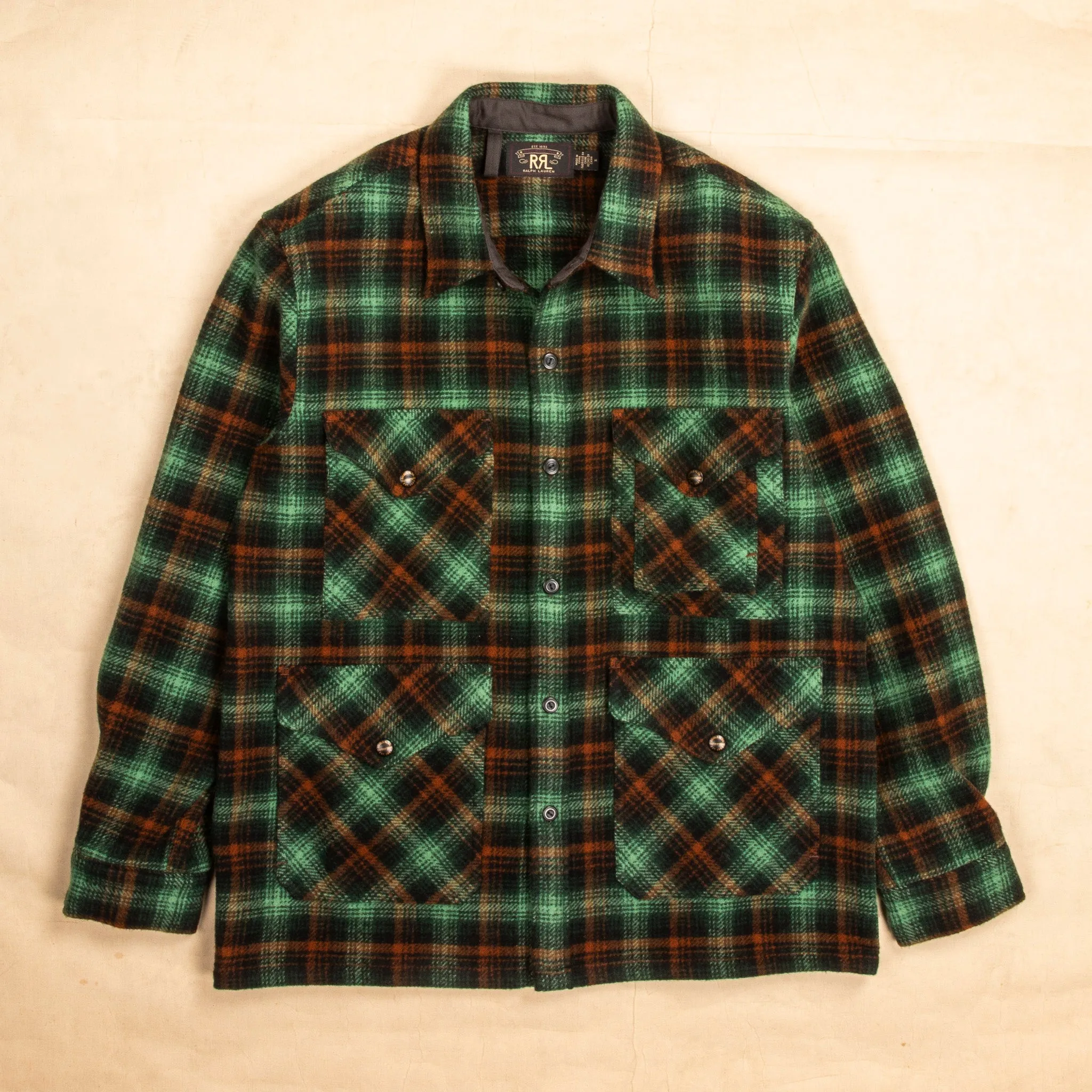 RRL Mason Wool Twill Overshirt Green Plaid sold by Frans Boone product image thumbnail 2
