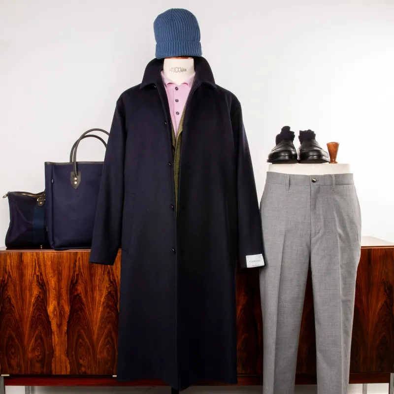 Caruso Rigoletto Loden Overcoat Blu Notte made by Caruso