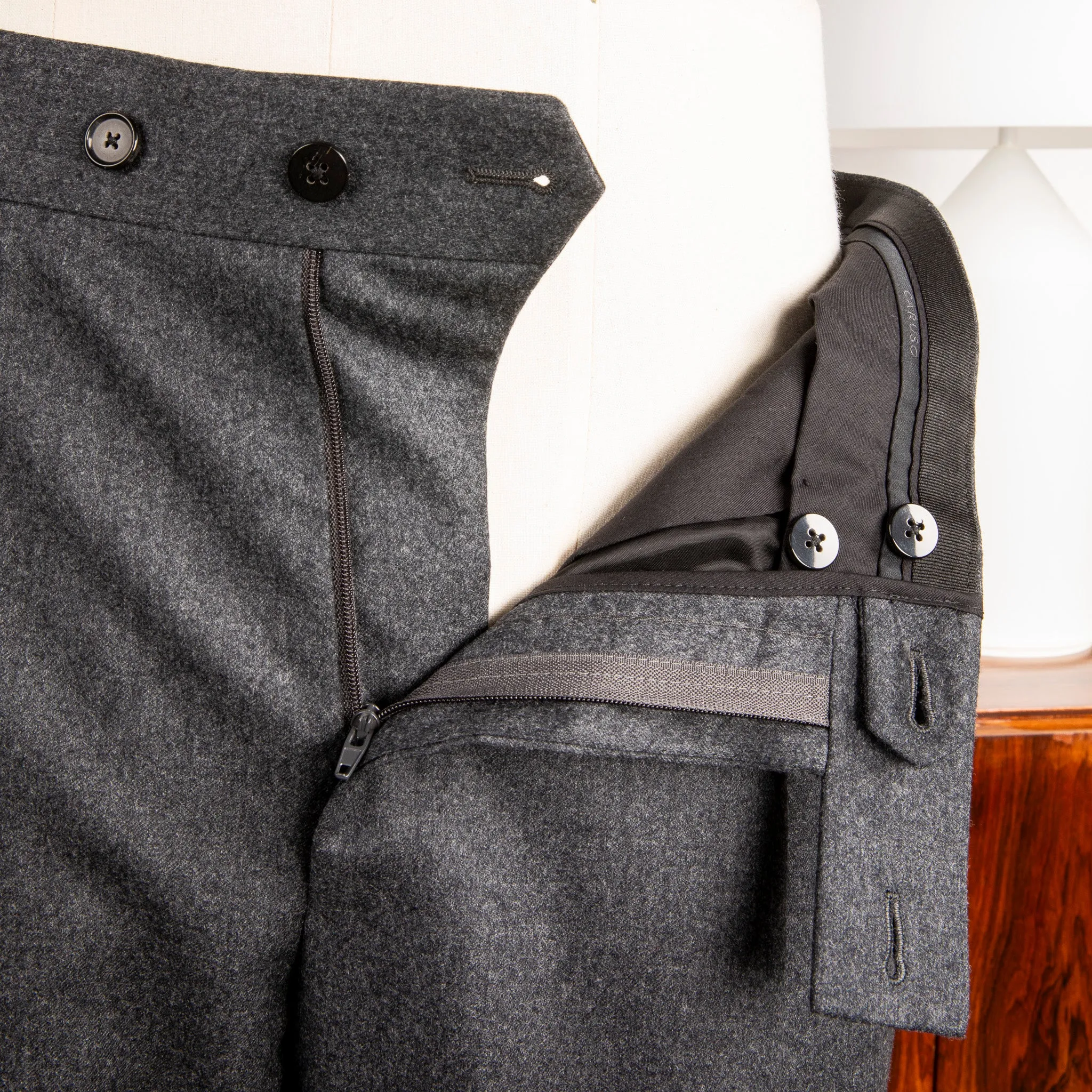 Caruso Pantaloni Super 120's Flannel Grigio Scuro sold by Frans Boone product image thumbnail 4