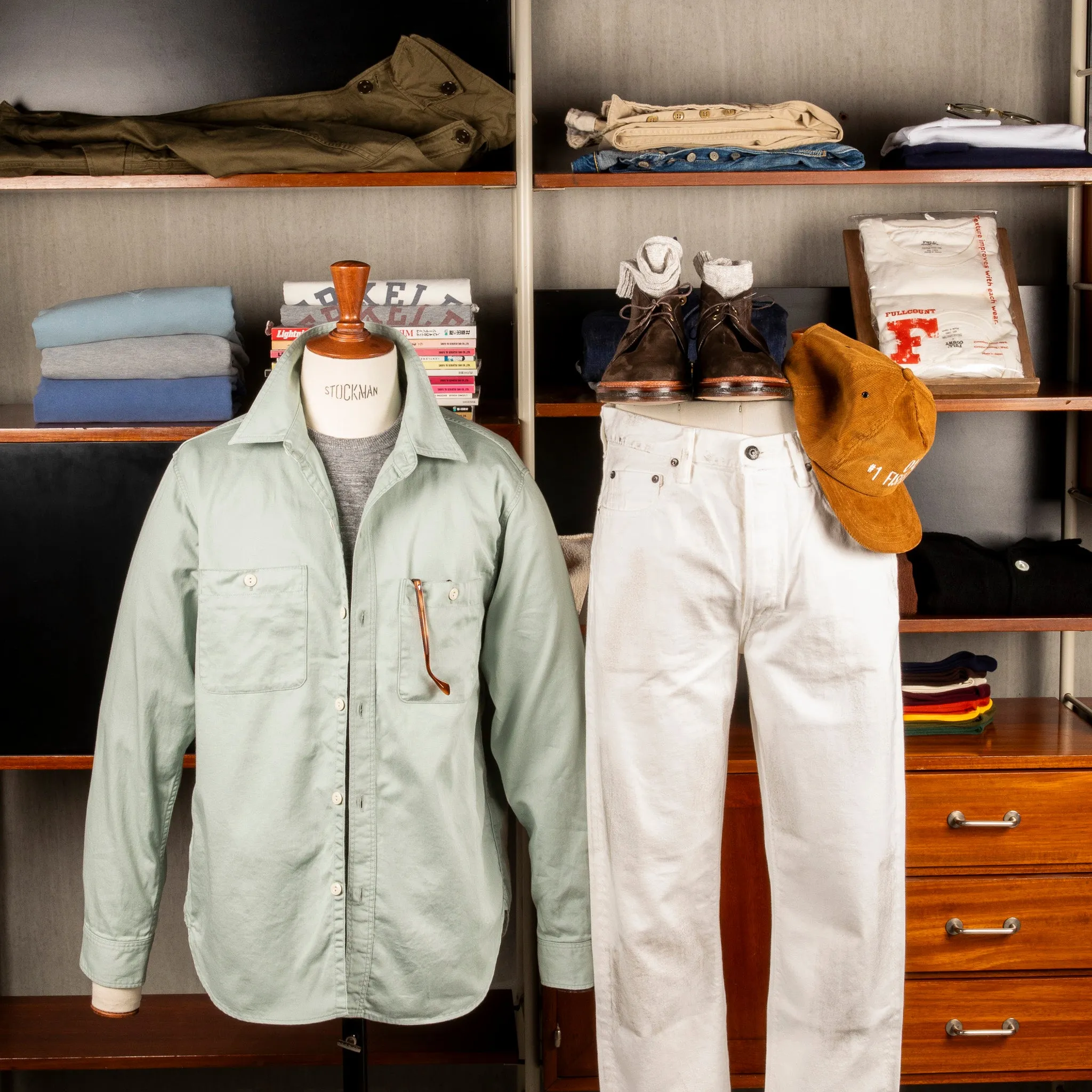 Fullcount 4087 Twill Work Shirt Mint Green sold by Frans Boone