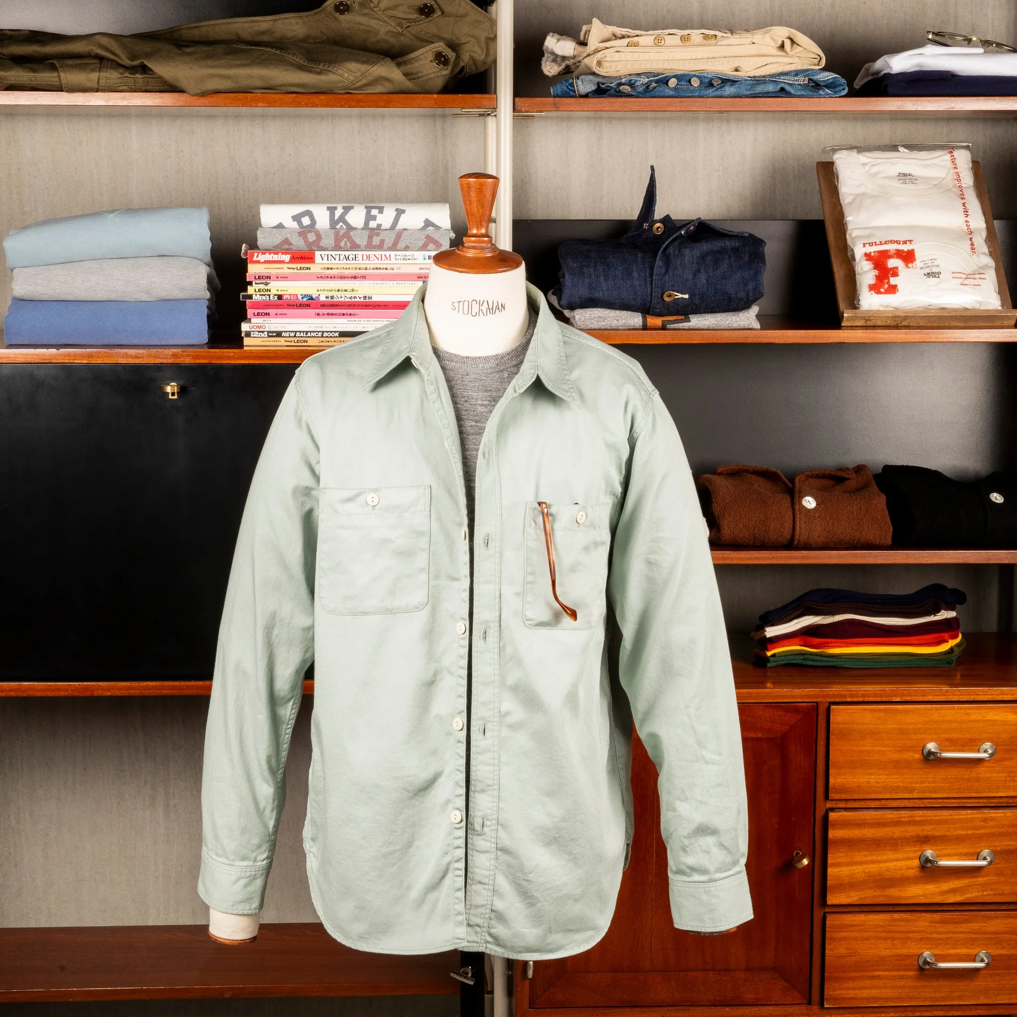 Fullcount 4087 Twill Work Shirt Mint Green sold by Frans Boone product image thumbnail 2