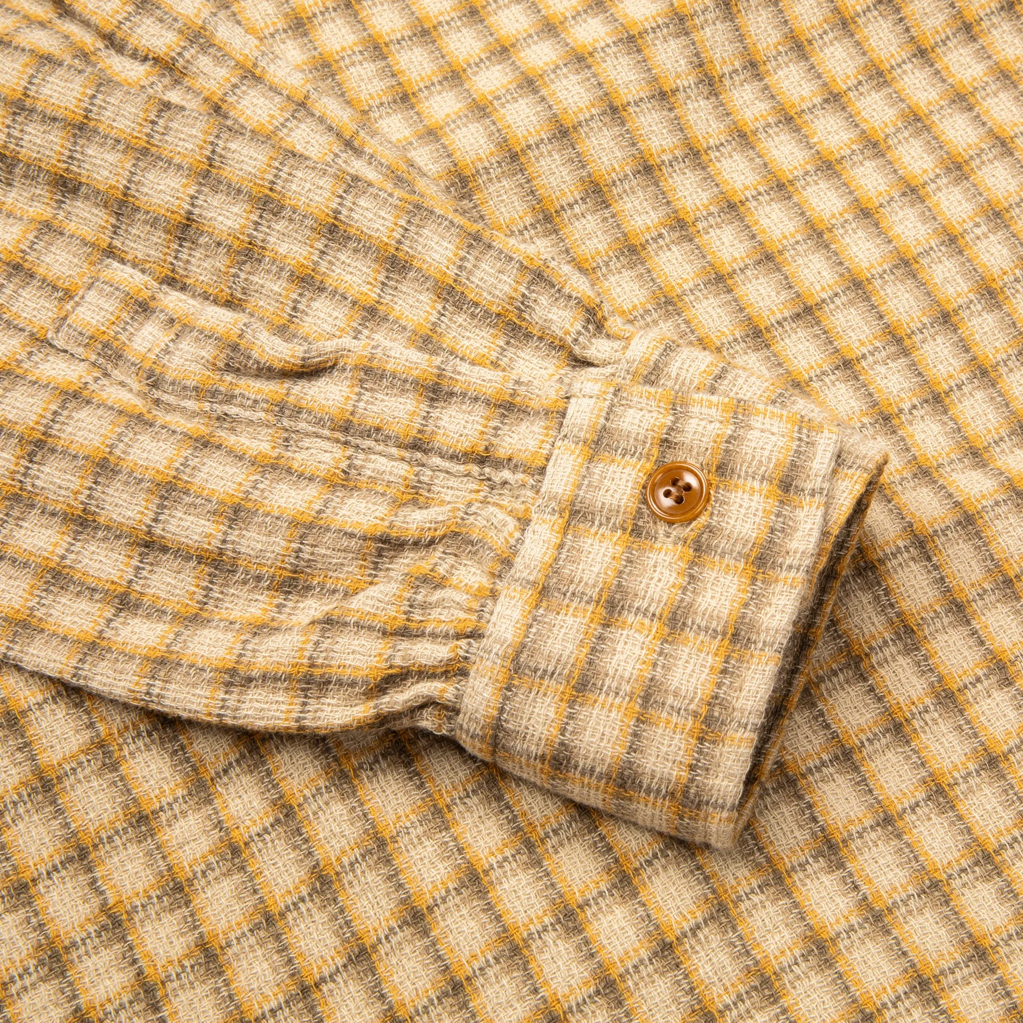 Maru Sankaku Peke Open Collar Check Shirt Beige sold by Frans Boone product image thumbnail 4