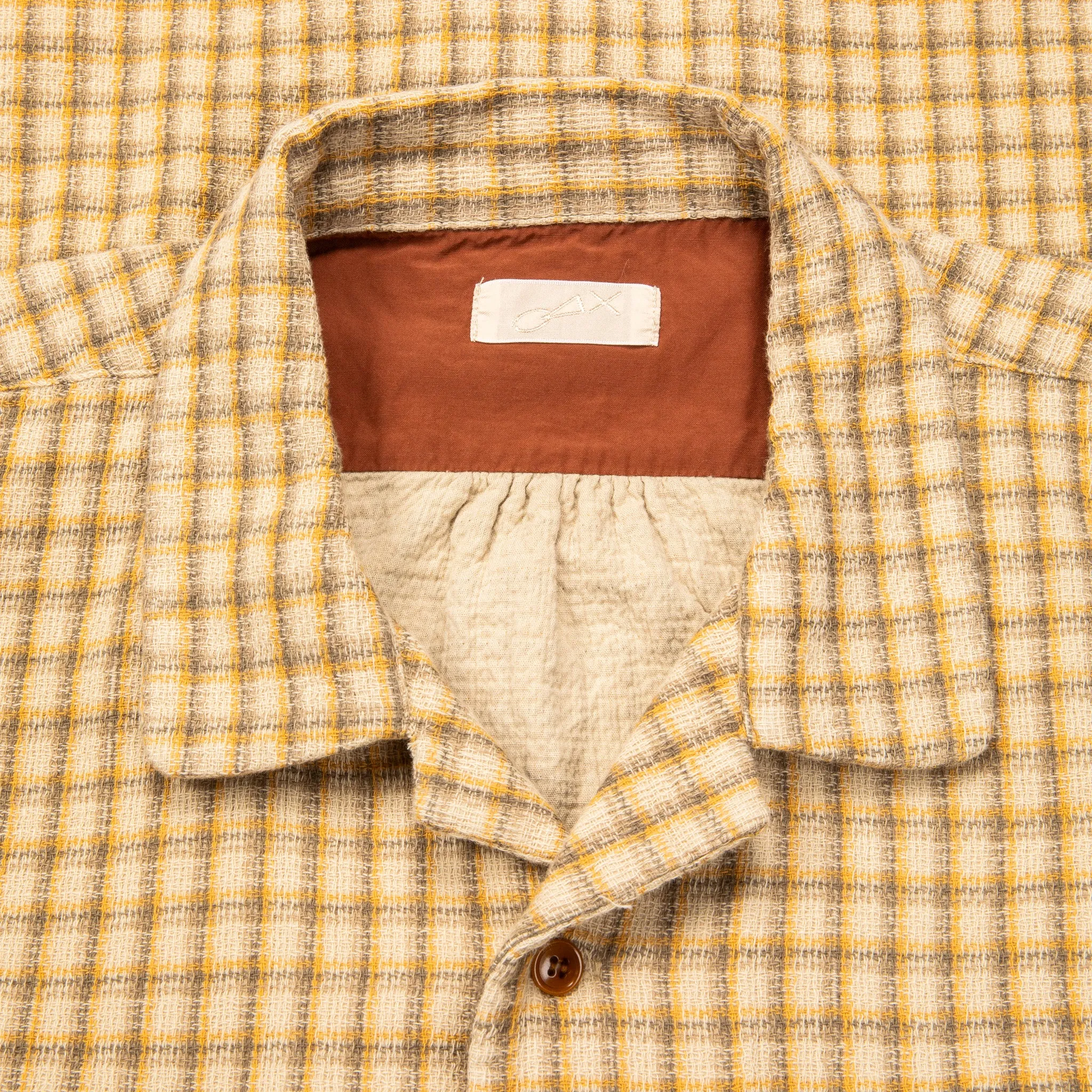 Maru Sankaku Peke Open Collar Check Shirt Beige sold by Frans Boone product image thumbnail 2