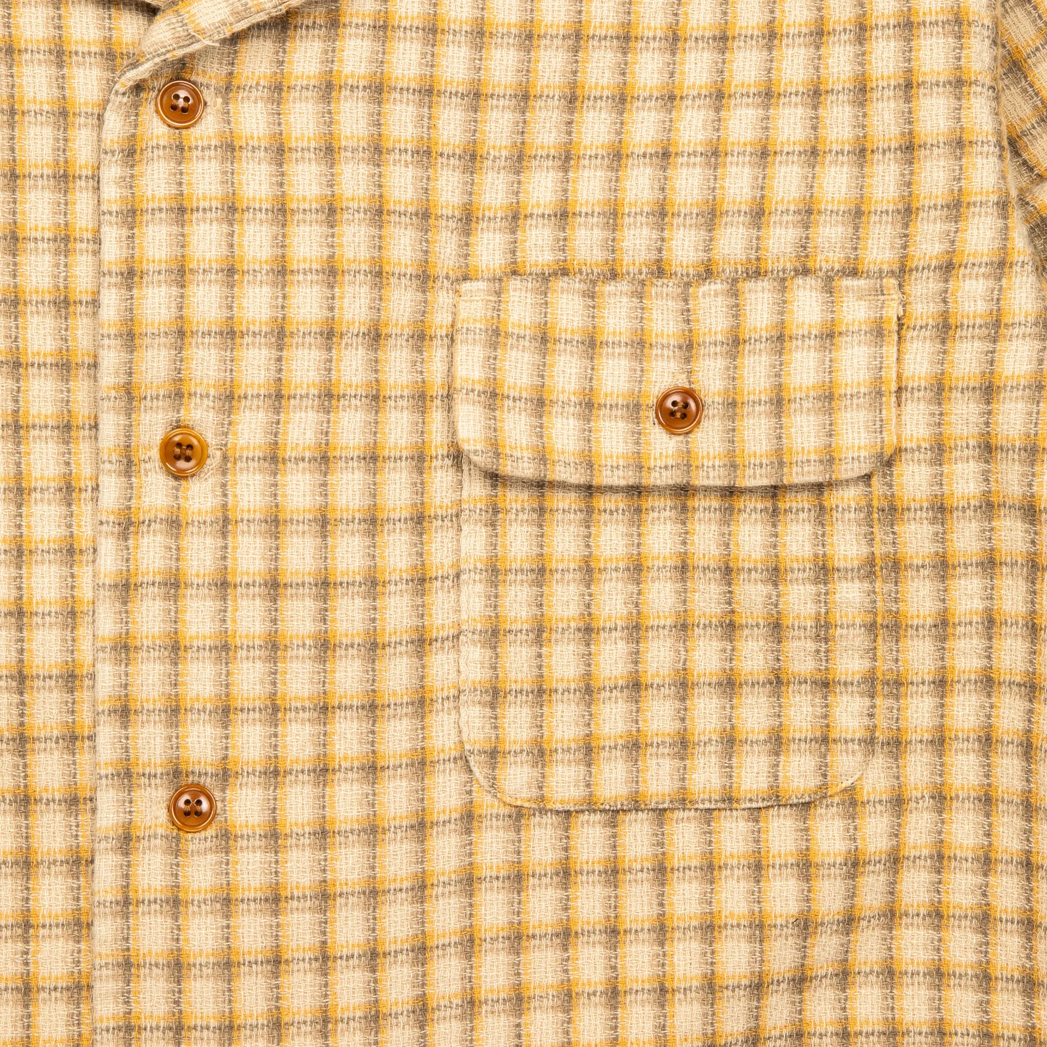 Maru Sankaku Peke Open Collar Check Shirt Beige sold by Frans Boone product image thumbnail 3