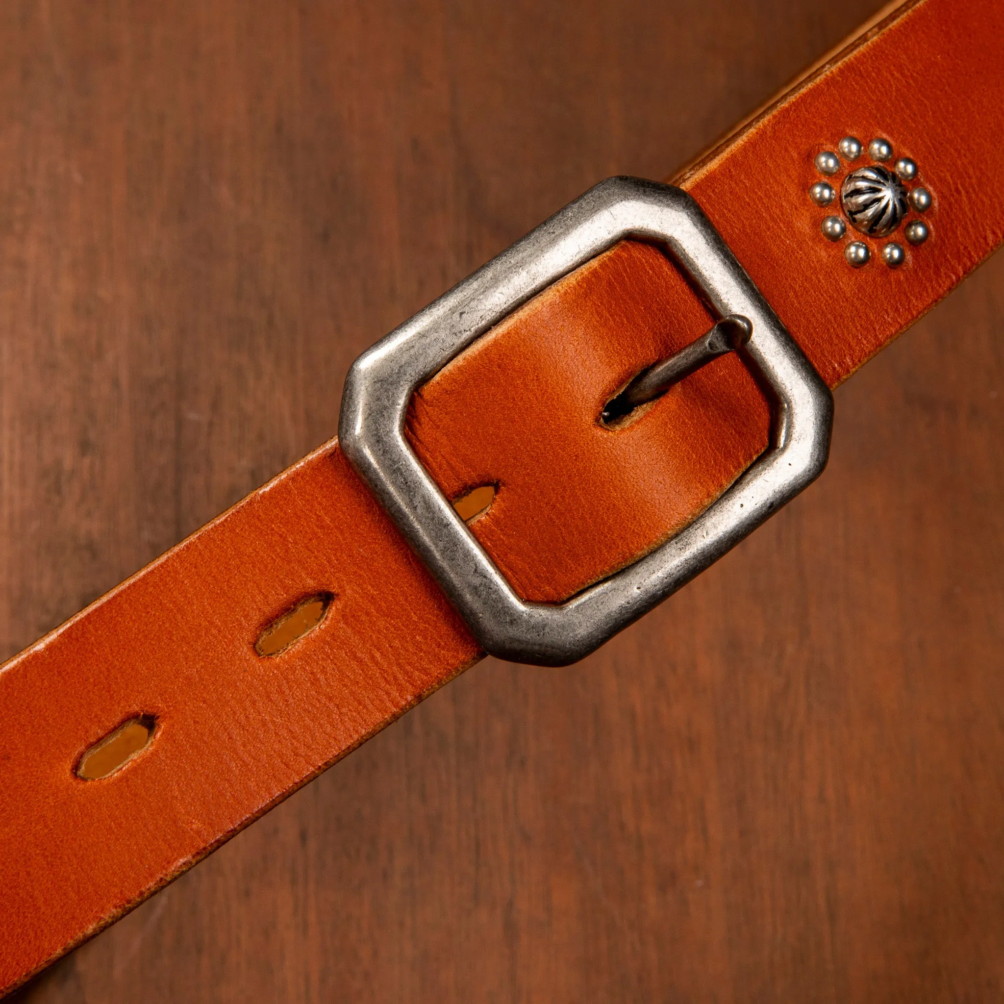 Fullcount Umbrella Studs Belt by Zip Stevenson HTC Brown sold by Frans Boone product image thumbnail 3