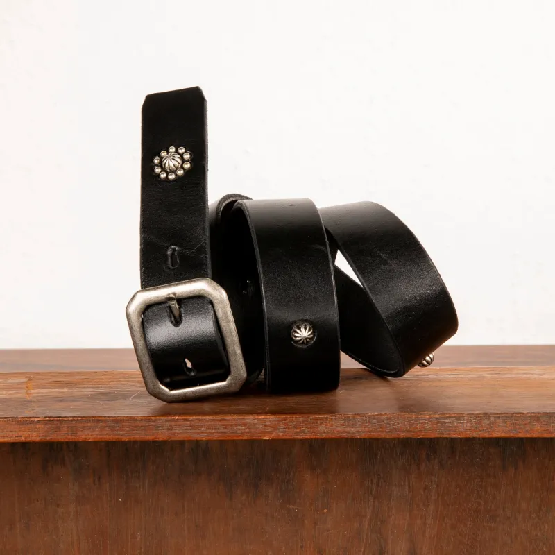 Fullcount Umbrella Studs Belt by Zip Stevenson HTC Black made by Full Count