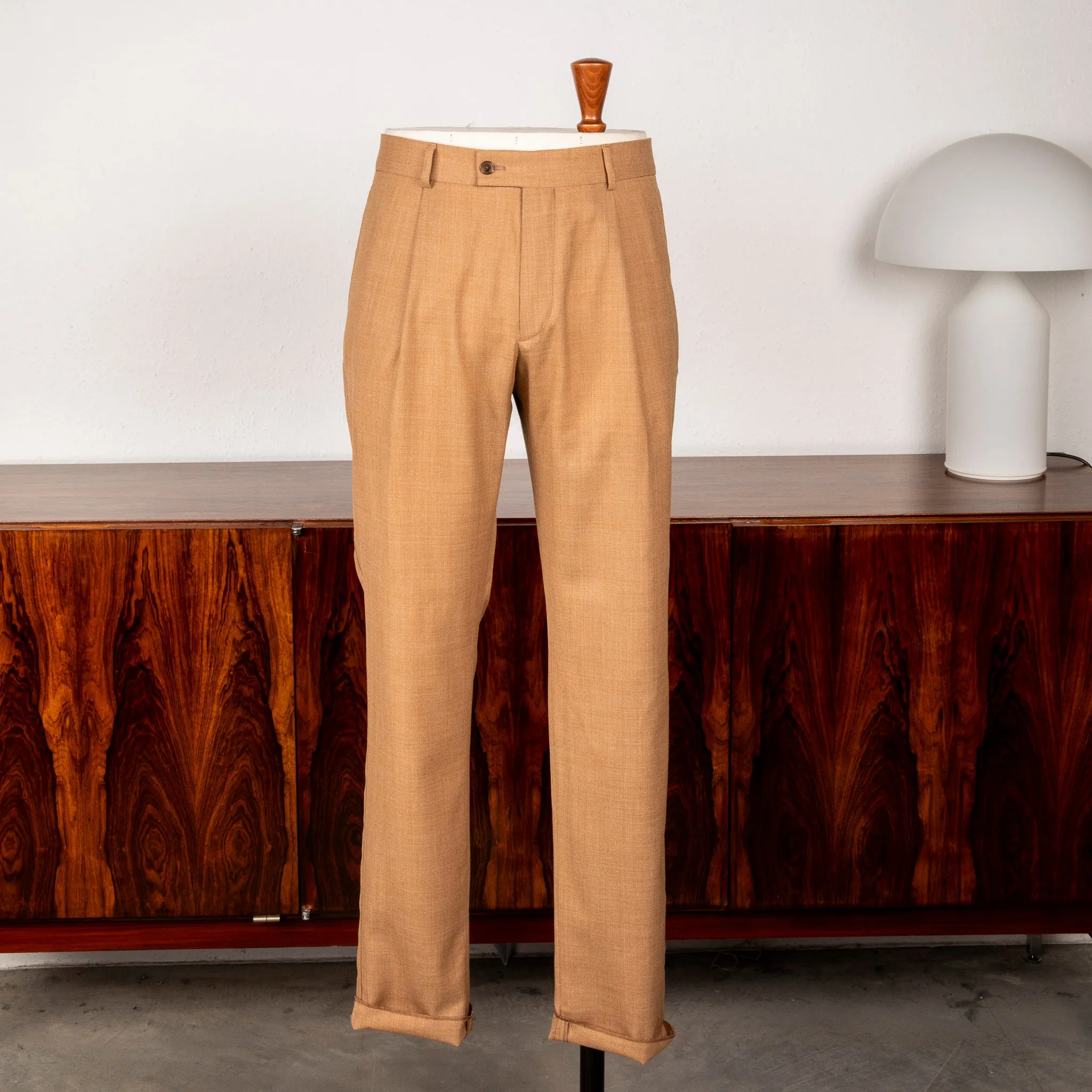 Caruso Pantaloni Super 130's Wool Hopsack Beige sold by Frans Boone
