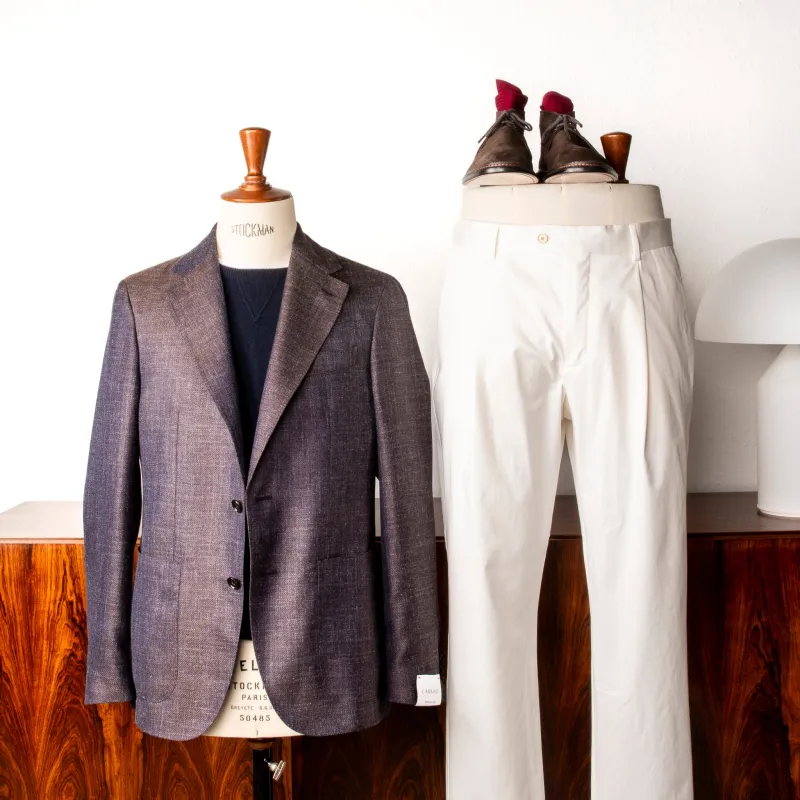 Caruso Butterfly Jacket Wool Silk Linen Brown made by Caruso